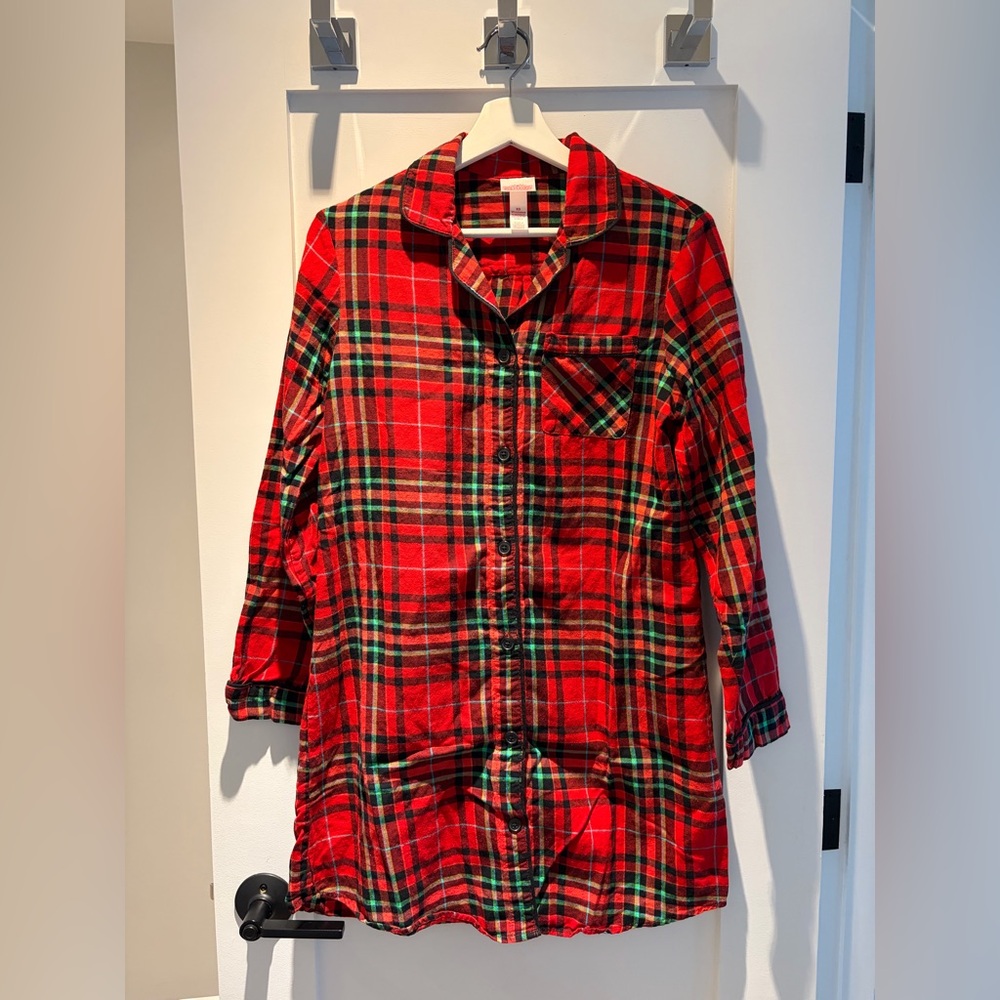 Women’s XS Festive Red & Green Plaid Night Shirt